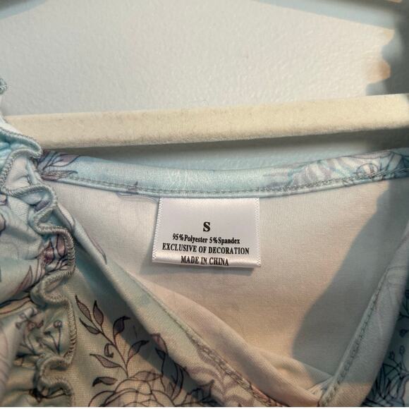 NWOT The Hair Bow Company Flutter Sleeve Floral Dress, Blue/White, Toddler 2T - Picture 2 of 6